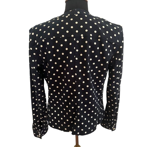 Chaps Women's Polka Dot Jacket Size M Navy & White Button-Front - Picture 3 of 7